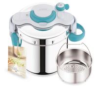 SEB ClipsoMinut' Easy+, 6 l, Céramique, Gaz, Halogène, Induction, Plaque étanche, Bleu, Acier inoxydable, Acier inoxydable, Rabattable, France