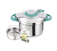 Seb Cocotte-minute 7,5 L + livre 100 recettes, Induction, Autocuiseur inox, Fabriqué en France, Clipsominut' Easy P4620816