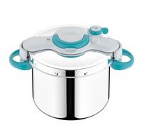 SEB ClipsoMinut' Easy+ 9L, Ouverture facile à une main, Gain de place, Cocotte-minute® Induction, Fabriqué en France, Autocuiseur Inox, Bleu P4904916