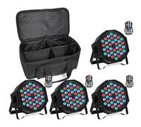 SEBRUANC 4PCS Par LED Batterie Sans Fil avec Sac, Rechargeable RGB 36 LED Lampe de Scène Exterieur avec Télécommande, 7 Modes D'éclairage Eclairage Scene pour Soirées Disco Bars Halloween Noël