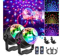SEBRUANC Boule Disco 2 Pack, 7 Couleurs Lampe de Scène Projecteur,Jeux de Lumiere pour Soiree 360° Rotative RGB avec Télécommande Boule Lumineuse Disco pour Fête Bar Anniversaire Club DJ Noël