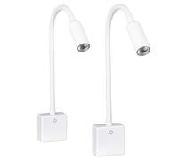 SEBSON Lampe de Lecture Murale LED 4W 230lm Blanc Neutre 4000K | Veilleuse Prise Dimmable, Liseuse Lampe Flexible, Applique Murale, Lampe de Nuit - Lot de 2