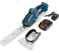 Sécateur 2-en-1 : taille-haie et cisaille à gazon - Lame de 20 cm - Batterie 18V - Appareil portatif - Livré avec 1 batterie