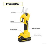Sécateur à batterie - Sécateur électrique - Capacité de coupe de 30 mm - Moteur sans balais - Sans fil - 2 batteries - Compatible avec Makita 18 V