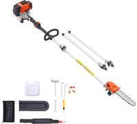 Sécateur à essence SucceBuy, 43 cm3 2 temps, scie télescopique avec tête pivotante, perche extensible 2,11-3,61 m, guide-chaîne 25,4 cm, réservoir 850 ml, idéal pour l'élagage des arbres