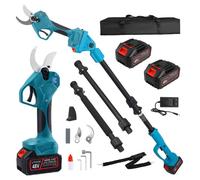 Sécateur électrique 2 en 1 sans fil, Avec batterie 21 V 2 x 3,0 Ah et tige d'extension de 2,3 m, Diamètre de coupe 40 cm, Écran LCD