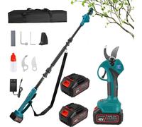 Sécateur électrique 2-en-1 - Sécateur à batterie avec manche télescopique - Moteur sans balais - Batterie 3000 mAh - 220 V UE