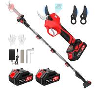 Sécateur électrique avec perche 2 M(6.56ft), Portée Totale 4 M, avec 800 w Moteur sans balais & Écran,45 MM Secateur electrique sans fil avec 2 Batteries pour les branches et le jardin