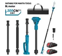 Sécateur électrique de 2 mètres, adapté aux scies et aux sécateurs, compatible avec les batteries Makita 18V, 5 vitesses réglables.