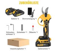 Sécateur électrique pour jardin, alimenté par batterie, à une main. Éclairage LED pour les arbres fruitiers, les arbustes et l'entretien des haies. Lames en acier. Poids : 700 g. Hauteur : 30,2 cm
