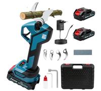 Sécateur électrique professionnel sans fil avec écran LCD, 2 batteries 2000 mAh 21 V, diamètre de coupe max. 40 mm, lames en acier SK5, pour branches et arbustes de jardin, bleu
