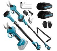 Sécateur électrique sans fil 2-en-1 - Perche Télescopique 2m - Coupe 40mm - 2 Batteries 21V 2.0Ah - Écran LCD - Élagage de Précision