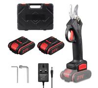 Sécateur électrique sans fil 21V - Ébrancheur électrique - Moteur sans balais - 2 batteries - Épaisseur de coupe : 25–30 mm - Idéal pour les arbres fruitiers et les bonsaïs - Noir