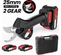 Sécateur électrique sans fil 21V - Sécateur de jardin électrique - Moteur 1200W sans balais - Capacité de coupe de 25 mm - 2 batteries incluses - Métal - Poignée antidérapante