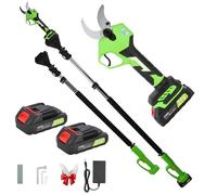 Sécateur électrique sans fil 40mm, perche télescopique 2m, LCD, 2x2,0Ah | Coupe 40mm, perche 2m & tête 180°; écran LCD + indicateur batterie; 2x2,0Ah pour verger, vigne, haies