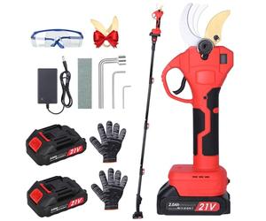 Secateur Electrique sans Fil 50mm avec Perche Télescopique: Coupe Branche Telescopique avec 2 x 2000mAh Batterie - Sécateur Électrique Professionnel, sécateur de Jardin pour Hedge, Arbre, Fruits