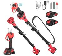 Secateur Electrique Sans Fil avec Perche, Portée de 4,5 m, Coupe Max 40 mm, 2-en-1 Secateur Telescopique Electrique avec 2x2.0Ah Batteries, Coupe Branche Electrique pour Vigne, Succursales (2-en-1)