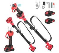 Secateur Electrique Sans Fil avec Perche, Portée de 4,6 m, Coupe Max 40 mm, 2-en-1 Secateur Telescopique Electrique avec 2x2.0Ah Batteries, Coupe Branche Electrique pour Vigne, Succursales