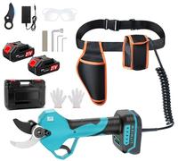 Secateur Electrique Sans Fil, Avec Sac Banane et Câble d'extension, Ouverture Max de la Lame 50mm, Sk7, 21 V 2 * 2000 mAh Batterie, Sécateur Avec Moteur Sans Balais Pour Jardinage, Arbres Fruitiers