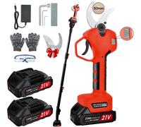 Sécateur électrique sans fil de 1000W, idéal pour la taille des haies et des arbustes, avec une largeur de coupe de 25 à 50 mm, alimenté par une batterie de 21V, comprenant 2 batteries, et équipé d'un