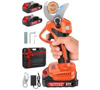 Secateur Electrique Sans Fil,Léger & Portable Secateur à Batterie,Max 33 mm | 1000 W Moteur Sans Balais, Écran, 2 x 2,0 Ah Batteries, 4 à 6 Heures D'autonomie, 2 Tailles Ajustables pour Jardin et Arbers