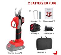 Sécateur électrique sans fil - Moteur sans balais - Diamètre de coupe de 30 mm - Livré avec 2 batteries - Idéal pour les arbres fruitiers et les bonsaïs