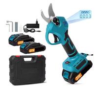 Sécateur électrique sans fil pour jardin - Écran LCD - 2 batteries - Compatible avec Makita 18 V - Pierre à aiguiser - Moteur à balais