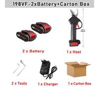 Sécateur électrique sans fil pour jardin - Sécateur à branches sur batterie - Moteur 1500W - Capacité de coupe : 30 mm - 2 batteries rechargeables - Lames doubles - Coffret