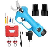 Sécateur Électrique sans Fil Professionnel 28 mm, Sécateur de Jardinage électriques avec 2 Pcs 2000mAh Batteries et 2 Pack Lame de Rechange, Ciseaux Électrique pour Jardin Vignoble