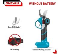 Sécateur électrique - Sans fil, sans balais - 1 000 W - 2 vitesses - Capacité de coupe de 30 mm - Sans batterie - Compatible 18 V - Jaune/noir