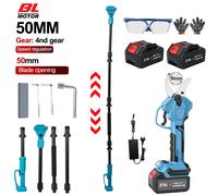 Sécateur électrique sans fil sans balais de 50 mm, ciseaux télescopiques pour branches hautes, outil de coupe de branches d'arbres pour batterie Makita 18V With 1XBattery