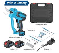 Sécateur électrique - Sécateur à batterie 21 V - Moteur sans balais - Écran numérique - Régulation automatique de la vitesse - Kit comprenant 2 batteries