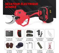 Sécateur électrique - Sécateur à batterie - 50 mm - 1000 W - Lames en acier au carbone - Moteur sans balais - 2 batteries de 21 V