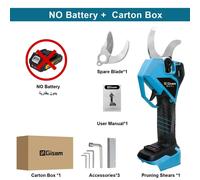 Sécateur électrique - Sécateur à batterie 60 mm - Moteur sans balais - Sans fil - Compatible avec une batterie 18 V - Sans batterie - Kit sans batterie