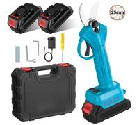 Sécateur électrique - Sécateur à batterie de type bypass - Capacité de coupe : 25 mm - 500 W - Moteur sans balais - 2 batteries - Idéal pour les arbres fruitiers et les bonsaïs