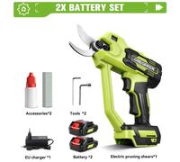 Sécateur électrique - Sécateur à batterie - Moteur sans balais - Diamètre de coupe de 30 mm - Coffret comprenant 2 batteries - Outil de jardinage