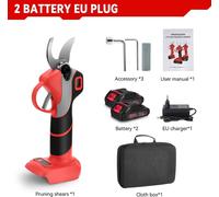 Sécateur électrique - Sécateur sans fil - Moteur sans balais - Capacité de coupe de 30 mm - 4 vitesses - Système de batterie 18 V - 2 batteries incluses - Bleu