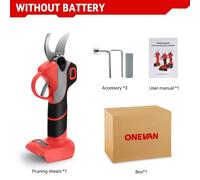 Sécateur électrique / sécateur sans fil - Sécateur à main sans fil - Diamètre de coupe : 30 mm - Moteur sans balais - 4 vitesses - Compatible avec une batterie 18 V - Sans batterie - Rouge