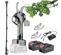 Sécateur Électrique Télescopique Sur Batterie - Perche De Rallonge 2.1m, Écran LCD, Coupe 50mm Pour Travaux De Jardinage Intensif Et Vergers(1 Battery)