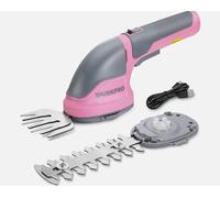 Sécateur et taille-haie Work Pro avec batterie intégrée, coupe-bordures 2 en 1, batterie 2000 mAh 3,6 V, couleur rose