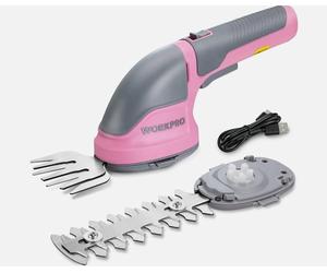Sécateur et taille-haie Work Pro avec batterie intégrée, coupe-bordures 2 en 1, batterie 2000 mAh 3,6 V, couleur rose