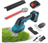 Sécateur - Sécateur 2-en-1 sans fil pour arbustes et herbe - Sans fil - Batterie 4000 mAh - 2 lames - CE - Bleu