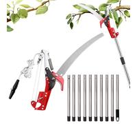 Sécateur télescopique 82-410 cm avec scie à élaguer, élagueur manuel 2 en 1 avec corde, manche télescopique en acier inoxydable, sécateur et scie de jardin pour branches hautes, arbres fruitiers