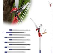 Sécateur télescopique avec scie de taille, scie de taille 82-410 cm avec poignée, ensemble d'outils de jardin, sécateur à perche, coupe à grande portée Brun
