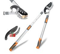 Sécateur télescopique, lame tranchante en acier au carbone SK-5, poignée ergonomique et antidérapante, mécanisme à quatre leviers pour un effort réduit, longueur réglable (70-103 cm).