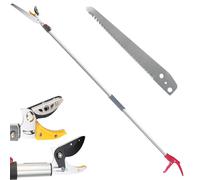 Fishtec - Sécateur Télescopique 1.37 À 2.2 m avec Scie 30 cm 52 Dents - Coupe Branches Lame Acier Enclume De Préhension Manche Aluminium Léger Portée 4 m - Élagage Jardin Arbustes Arbres