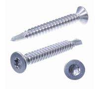 SECCARO Lot de 100 vis à tôle à tête fraisée 4,8 x 70 mm, en acier inoxydable A4, pointe de forage, ISO 15482/DIN 7504, TX/six pans creux