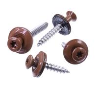 SECCARO Lot de 100 vis étanches 4,5 x 25 mm RAL 8004 marron cuivré, acier inoxydable A2, rondelle d'étanchéité EPDM 15 mm, TX/six pans creux