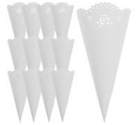 SECFOU 20 Cônes en Papier Blanc Porte-confettis Creux pour Mariage et Décorations de Fête, DIY Pliable, Lot de 20 Pièces Style Vintage Classique