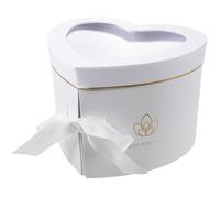 SECFOU Boîte à Fleurs Stabilisées de Cœur, Boîte Présent Double Couche Rotative Blanche, Coffret Présent Saint-valentin pour Emballage Floral, Rangement Décoratif pour Mariage